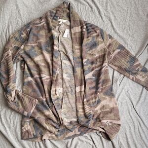 Camouflage Open Front Cardigan